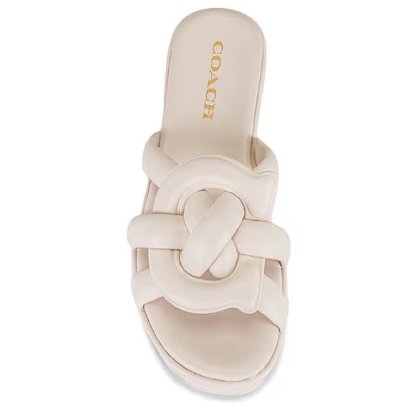 COACH Everette Leather Sandal Chalk 8.5 NEW - Picture 1 of 6